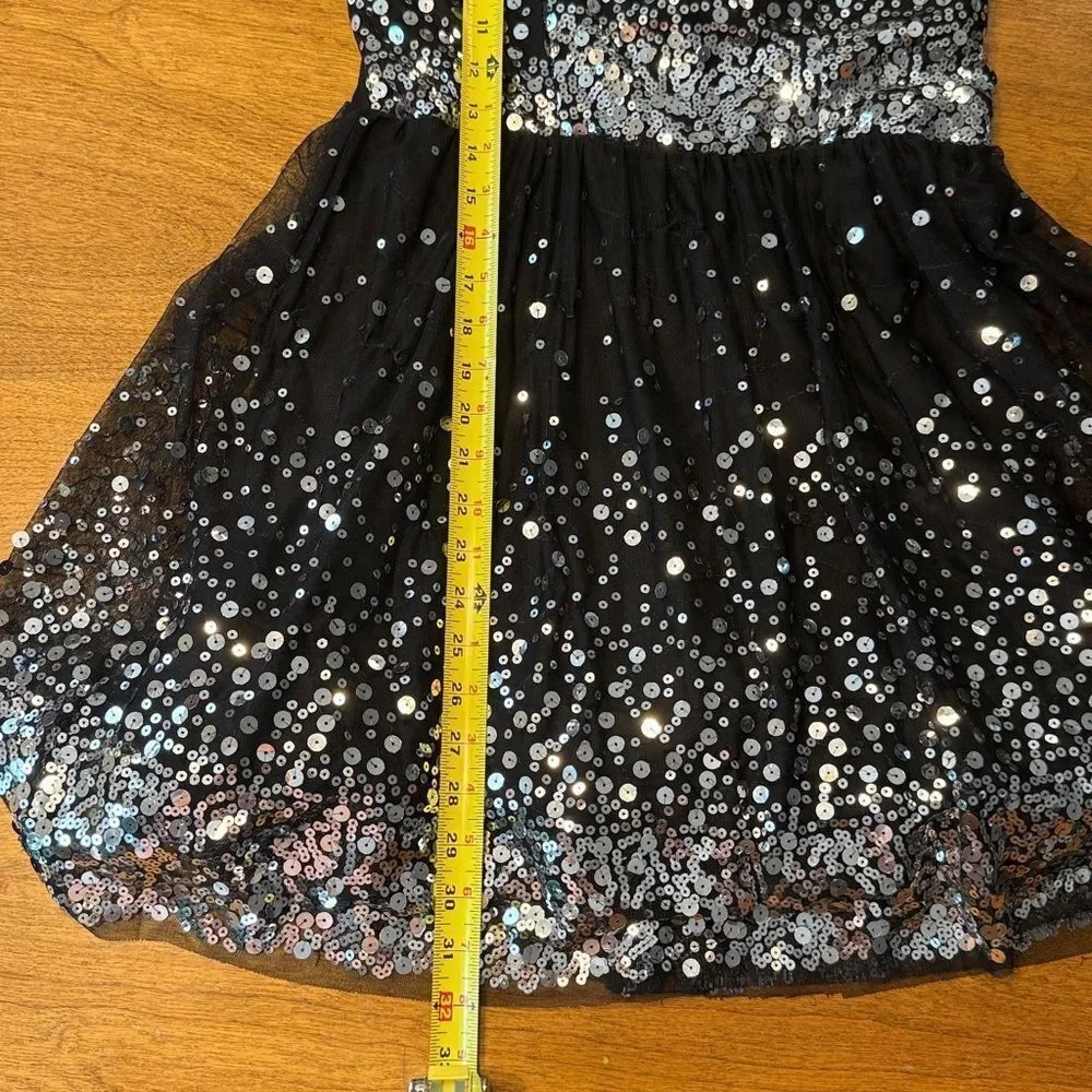Emerald Sundae Black and Silver Sequin Mini Dress